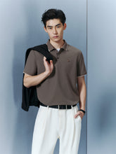 Men's Brown Waffle Cooling Embroidered Polo Shirt